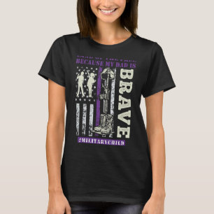 Purple Up Military Kids Land Of The Free My Daddy  T-Shirt