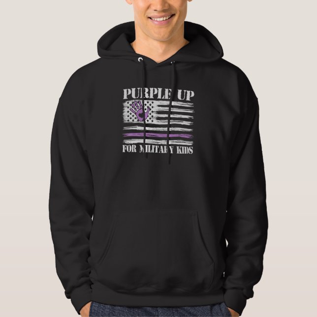 Purple Up Military Kids Military Child Retro Ameri Hoodie (Front)