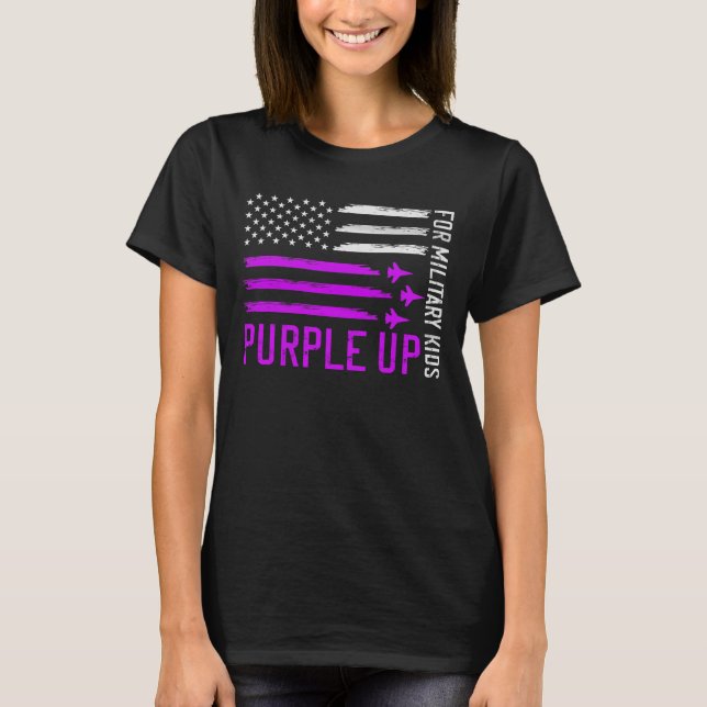 Purple Up Military Kids Military Child US Flag Air T-Shirt (Front)