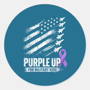 Purple up military kids month of military child classic round sticker
