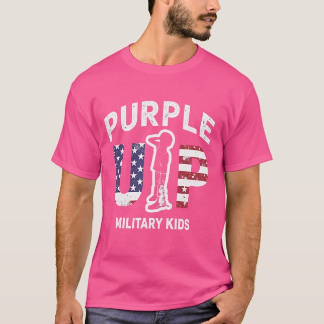 Purple Up Military Kids - Support Military Familie T-Shirt (Front)