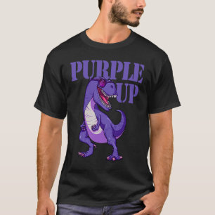 Purple Up Rex Dinosaur Military Kids Boys Purple U T-Shirt