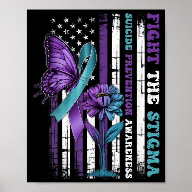 Purple Usa Flag Poster (Front)