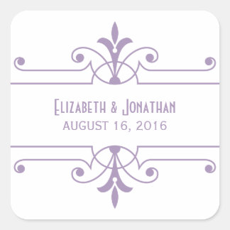 Purple v2 Fancy Ornamental Wedding Stickers