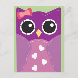 Purple Valentine Owl Classroom Cards for Kids