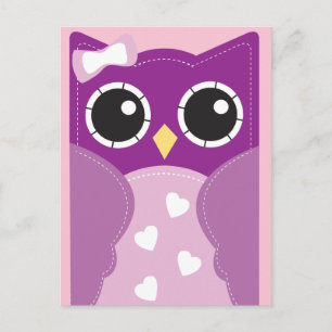 Purple Valentine Owl Classroom Cards for Kids