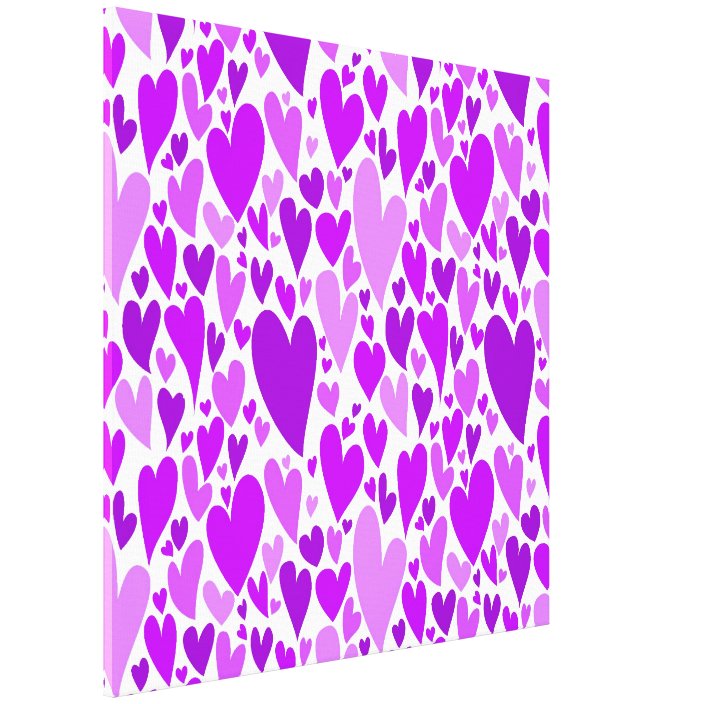 Purple Valentine's hearts Wrapped Canvas | Zazzle.co.uk