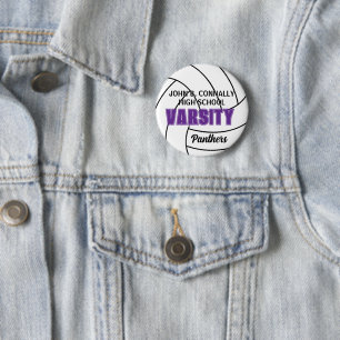 Purple Varsity Volleyball Custom High School 6 Cm Round Badge