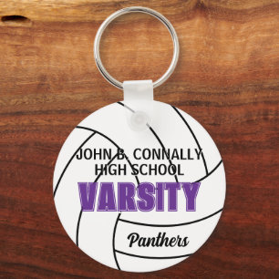 Purple Varsity Volleyball Custom High School Team Key Ring