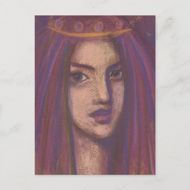Purple Veil Eastern Orient Girl Portrait Painting Postcard (Front)