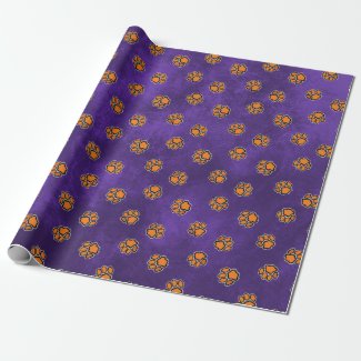 Purple Velvet Cartoon Tiger paw Wrapping Paper