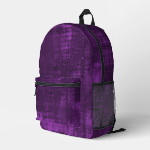 PURPLE VELVET PATTERN PRINTED BACKPACK