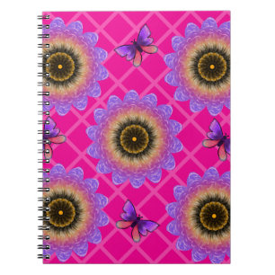 Purple Velvet Sunflower & Butterfly Pattern Notebook