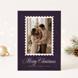 Purple Velvet Wavy Frame Christmas Photo Card