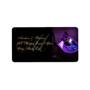 Purple Venetian Masquerade Mask Address Label