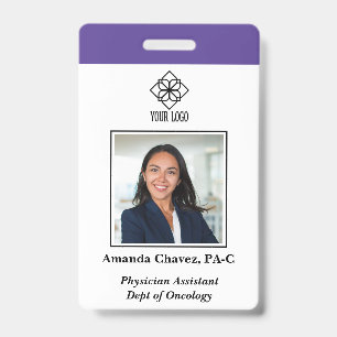 Purple Vertical Custom Employee ID Photo Name Badge