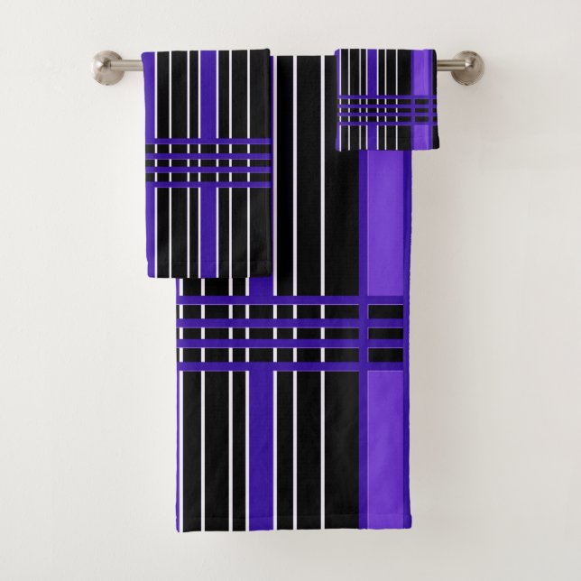 Purple Vertical Stripes Bath Towel Set (Insitu)