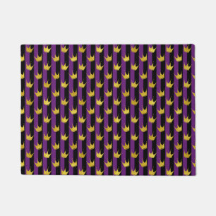 Purple Vertical Stripes Mardi Gras Party Golden Doormat
