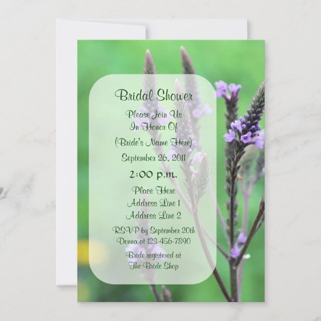 Purple Vervain Flower Bridal Shower  Invitation (Front)