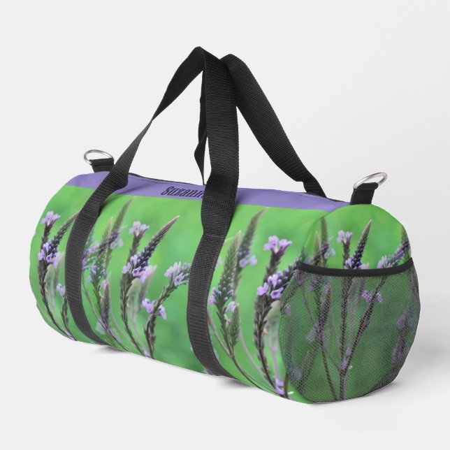 Purple Vervain Flowers Multiplied Personalised Duffle Bag (Right Corner)