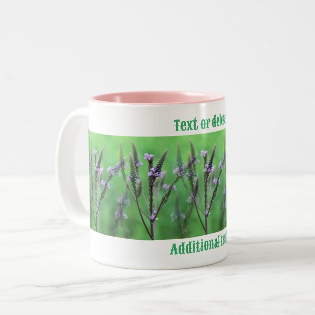 Purple Vervain Flowers Multiplied Personalised Two-Tone Coffee Mug (Front Left)
