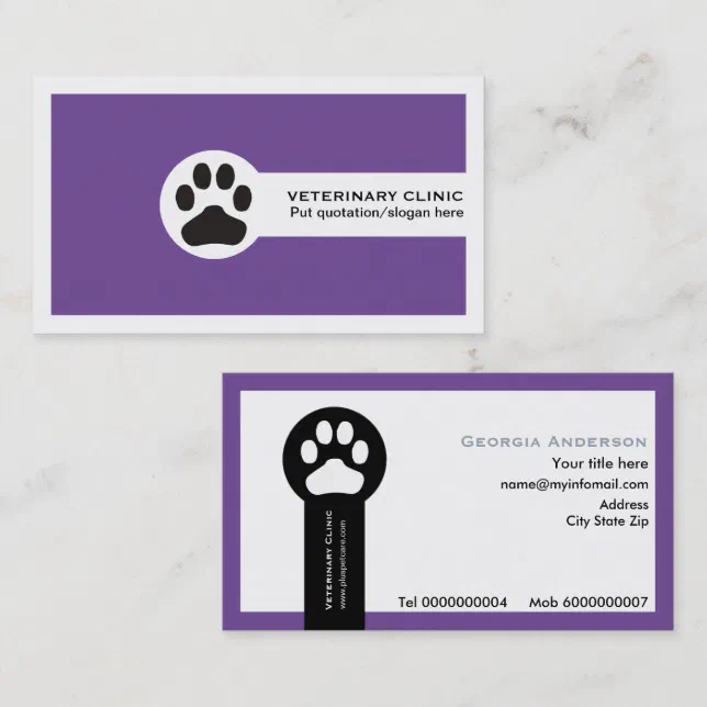 Purple Vet/Veterinary Clinic minimalist Business Card | Zazzle