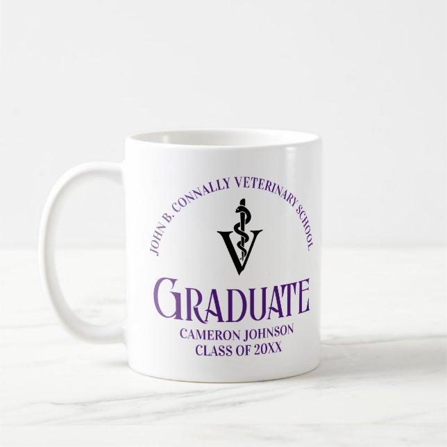 Purple Veterinary School Graduation Custom Coffee Mug (Left)