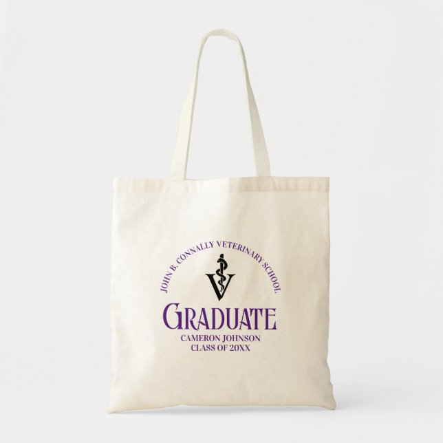 Purple Veterinary School Graduation Custom Tote Bag (Front)