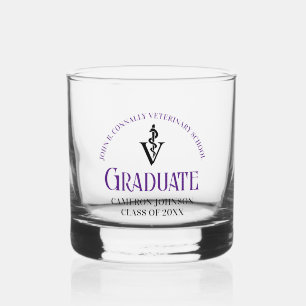 Purple Veterinary School Graduation Custom Whiskey Glass