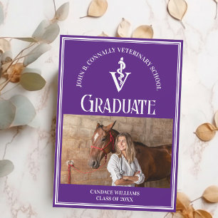 Purple Veterinary School Photo Custom Graduation Announcement