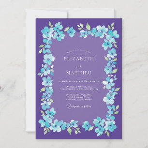 Purple Vibrant Floral Romance Wedding Invitation