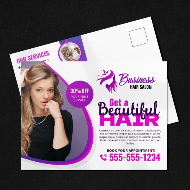 Purple Vibrant Hair Stylist Salon Beauty Makeup Postcard (Creator Uploaded)