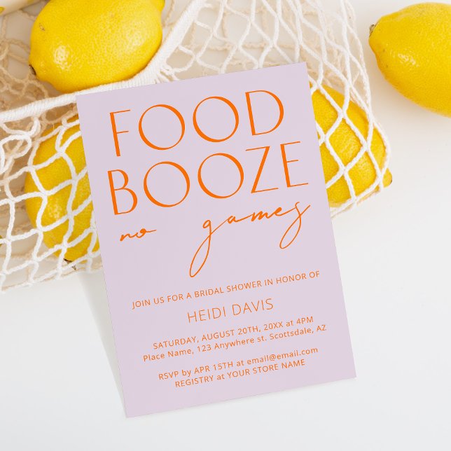 Purple & Vibrant Orange No Games Bridal Shower Inv Invitation (Creator Uploaded)