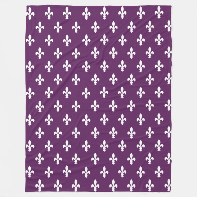 Purple Victorian Fleur de Lys Fleece Blanket (Front)