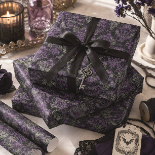 Purple Victorian Gothic Halloween Wrapping Paper Sheet