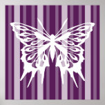 Purple Victorian Lady Stripe with Butterfly Poster<br><div class="desc">Victorian wallpaper inspired pattern in tonal stripes from SusieJayne's Victorian Lady colour palette with butterfly silhouette overlay. SusieJayne's "Victorian Lady" palette was researched from historic milk paint colour charts and contemporary pictures of restored houses in Cape May, New Jersey and San Francisco, to invoke the mood of Victorian Era wallpaper!...</div>