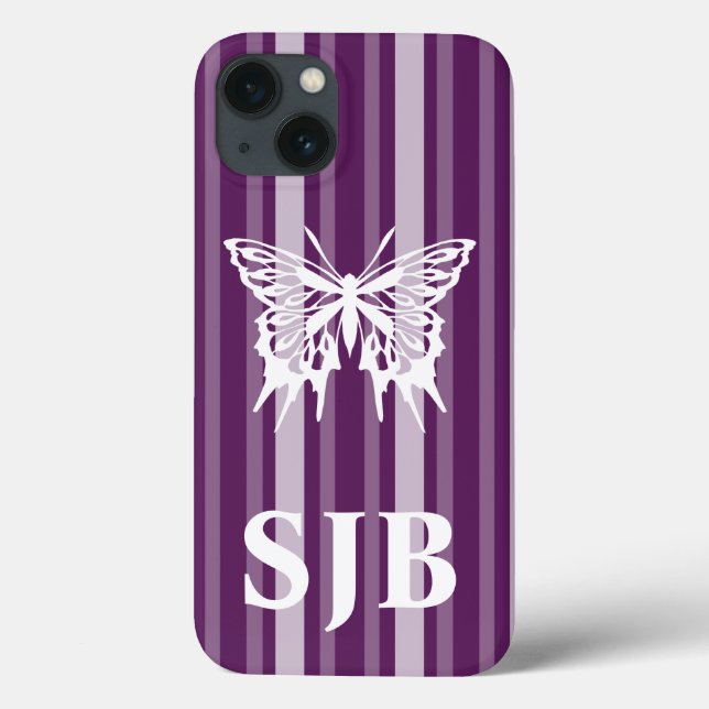 Purple Victorian Stripe with Butterfly Case-Mate iPhone Case (Back)