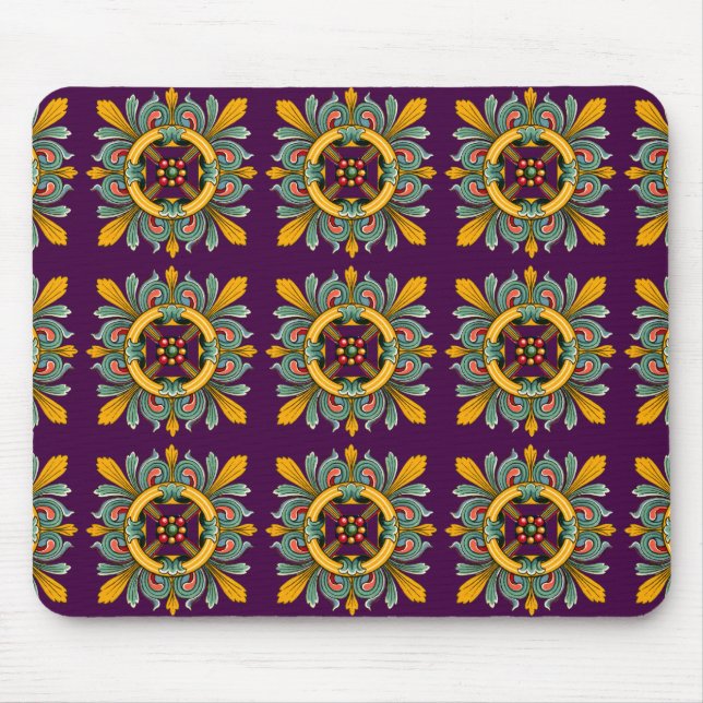 Purple Victorian Tile Design Mouse Mat (Front)