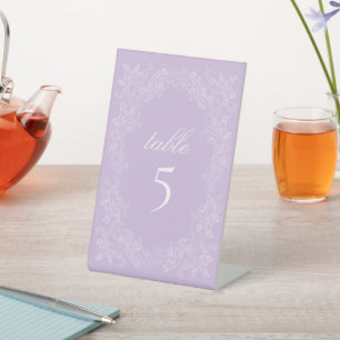Purple Victorian Wedding Number Pedestal Sign