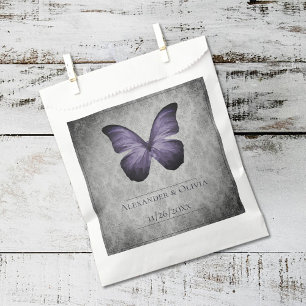 Purple Vintage Butterfly Damask Wedding Favour Bags