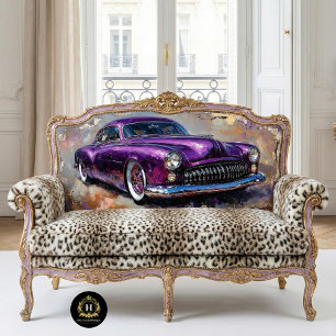 Purple Vintage Car Art Decoupage Tissue Paper
