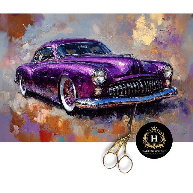 Purple Vintage Car Art Decoupage Tissue Paper (Creator Uploaded)