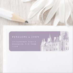 Purple Vintage Castle Illustration Wedding Return