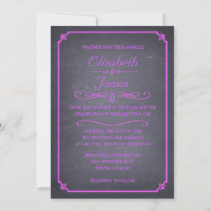 Purple Vintage Chalkboard Wedding Invitations