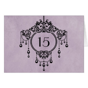 Purple Vintage Chandelier Table Number Card