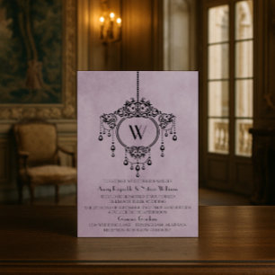 Purple Vintage Chandelier Wedding Invite