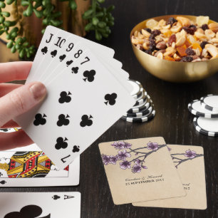 Purple Vintage Cherry Blossoms Playing Cards