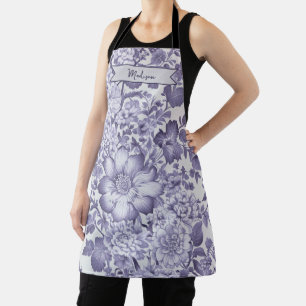 Purple Vintage Chinoiserie Floral Personalised Apron