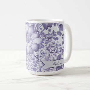 Purple Vintage Chinoiserie Floral Personalised Coffee Mug