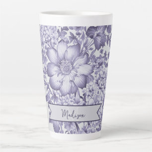 Purple Vintage Chinoiserie Floral Personalised Latte Mug